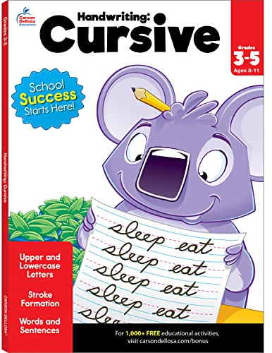 Carson Dellosa Grades 2-5 Cursive Handwriting Workbook, Writing Book With Sight Words, Sentences, and Letter Tracing Activities, Classroom or Homeschool Curriculum