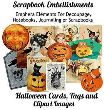 Scrapbook Embellishments: Emphera Elements for Decoupage, Notebooks, Journaling or Scrapbooks. Halloween Cards, Tags and Clipart Images