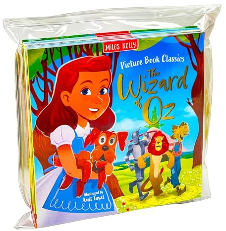Miles Kelly Publishing Books Ltd Fiabe classiche per bambini, storie della buonanotte, set di 10 libri illustrati da collezione di avventure (Aladdin, Jack e il fagiolo magico, Peter Pan, Biancaneve,