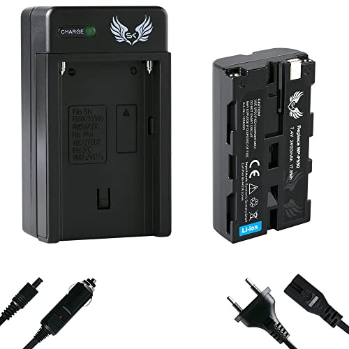 SK Akku Ersatz für Sony NP-F550 /- 2400mAh + Ladegerät Charger für Sony NP-F750 NP-F960 NP-F970 NP-F980 // Blitzgeräte Videoleuchten Fieldmonitore