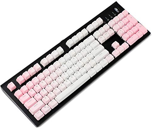 YMDK Double Shot 104 Dyed PBT Shine Through Keyset OEM Profile Keycap Set for Cherry MX Switches Mechanical Keyboard 104 87 61,Pink White Gradient (Only Keycap)