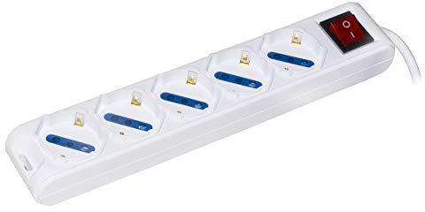LINK LKMP05IT MULTIPRESA 5 PRESE UNIVERSALI ITA/SCHUKO 10A - SPINA TRIPOLARE 10A CON INTERRUTTORE