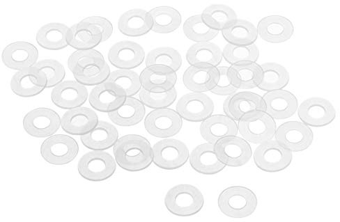sourcing map Nylon Planas Arandelas M6 13mm DE 6mm DI 1mm Grosor Sellado Junta para Grifo Tubería Agua Manguera, Transparente, Paquete De 50