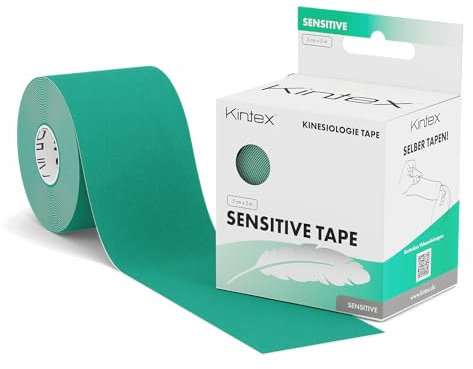 Kintex Kinesiologie Tape Sensitive, 5 cm x 5 m, hautfreundliches & wasserfestes Kinesiologie Tape, Physio Tape für sensible Haut, Medizinisches Tape (Mintgrün)