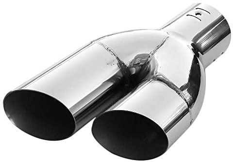 Auspuffblende Doppelrohr Endrohr Edelstahl Auto Endrohrblenden Auspuffendrohr Auspuffrohr Tuning Universell Schalldampf Blende Sport Rund Chrom Auspuffspitzen