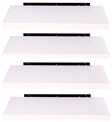 EUGAD Mensole da Muro, Set di 4, Bianco 40 cm, Facile Montaggio, Mensole da Parete Moderne Invisibili per Soggiorno e Camera da Letto, Spezie Magazzinaggio per Cucina
