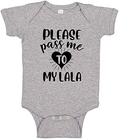 The Shirt Den Please Pass Me to My Lala Baby Romper NB Athletic Heather