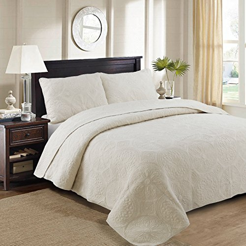 Siunwdiy Patchworkdecke Bedspread 100% Baumwolle Doppelbett Patchwork-Quilts Bettüberwurf Bestickte Dreiteilige Tagesdecke Mehrzweck Decke,Beige,230 * 250cm