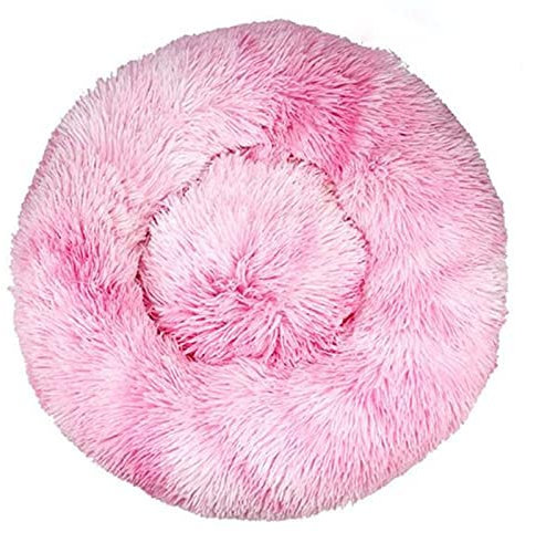 Generisch Aldenhoven Goods Hundebett Plüsch 40-120 cm Rund Katzenbett Hundekissen Katzenkissen Donut Hundekörbchen Blitzversand (Farbverlauf Pink, 40 cm)