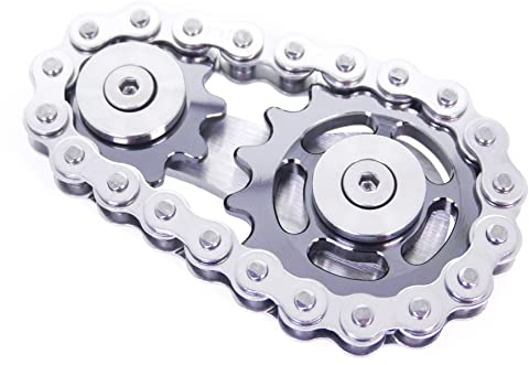 DMaos Fidget Spinner, Linkage Bike Chain Spinner Design 2 Gänge Figity Spin Fingerspiele, Metall Edelstahl Langlebige Mechanik mit glatten Lagern, Figit Spielzeug für Erwachsene Kinder - Grau