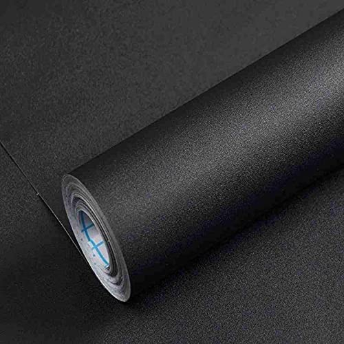 Mercoy 40cm x 300cm Peel and Stick Wallpaper Black Self Adhesive Wallpaper Sticky Back Plastic Vinyl Removable Paper Decorative Living Room Bedroom Wall Table Thick Sticky Paper Furniture Stickers