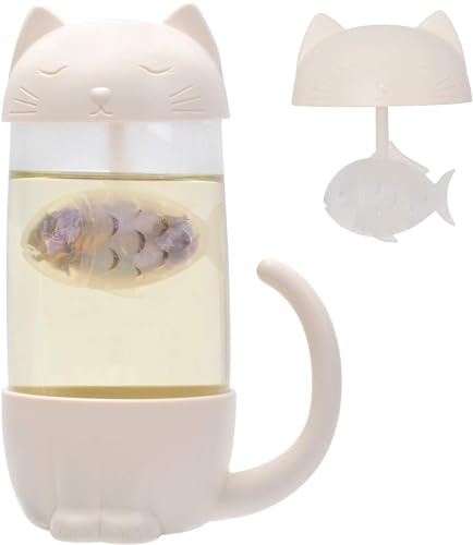 Atoke Glas Tee Katze-Becher,Tasse Teetasse Tee Infuser Siebfilter Wasser Becher Perfektes Weihnachten Geburtstag Geschenk für Katzeliebhaber