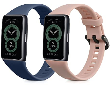 kwmobile Straps for Huawei Band 6 & 6 Pro/Honor Band 7 & 6 Straps - 2x Replacement Silicone Watch Bands - Smartwatch or Fitness Tracker