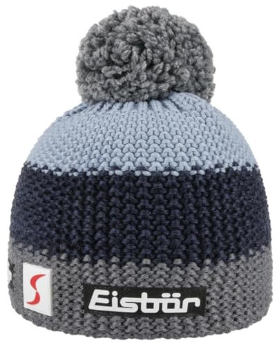 Eisbär Star Skipool Kids Beanie Strickmütze Kindermütze Skimütze Bommelmütze Kinder - Made in Austria mit Futter, Futter Winter Herbst-Winter - One Size grau