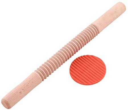EdirFtra Embossed Rolling Pin, Pattern Noodle Stick Threaded Rolling Pin, Wooden Pasta Cutter Rolling Pin, Tagliatelle Pasta Maker Spaghetti Noodle Stick Cutter