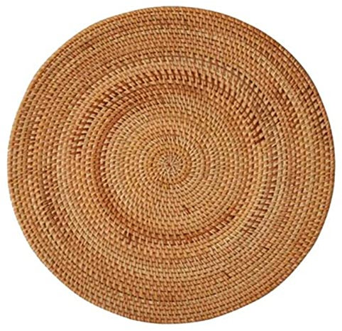Duendhd Tovagliette Intrecciate nel Rattan, Sottopiatti, Tovagliette Antiscivolo Resistenti al, Tovagliette nel Vimini, Sottopentole per Piatti Caldi Rotondi, 40 Cm