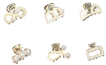 XINGNIAO 6pcs Pearl Mini Claw Clips – Bangs Styling Claw Clips Süßes Haar-Accessoire-Set für Mädchen und Frauen (set3#)