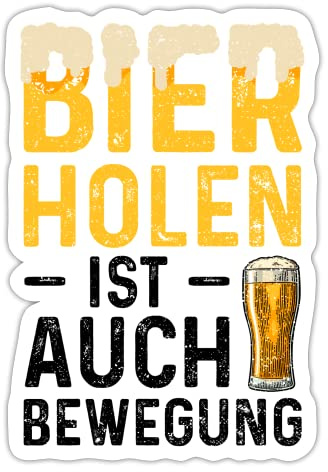 DesignsByJnk5 Sticker Unisex Bier | Bier Holen Ist Auch Bewegung Aufkleber Bier Spruch | Biertrinker lustige Sprüche Autoaufkleber Geschenkidee Bier