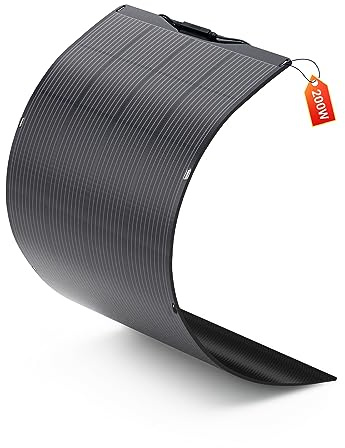 ALLPOWERS SF200 Panel solar flexible de 200W Tasa de conversión 23% IP68 | fotovoltaico ETFE panel solar mono semiflexible fuera de la red 32 V para techo, autocaravana, barco, cabina, van
