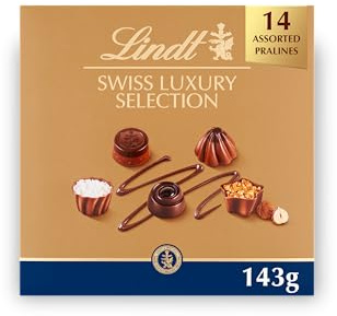 Lindt Swiss Luxury Selection – 143g Small Gift Box – 14 Assorted Pralines – Gift for Him & Her