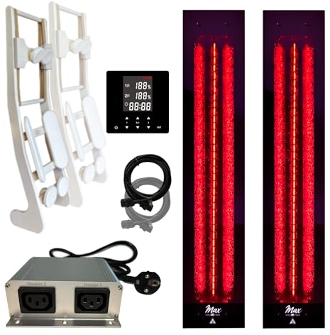SET frameless InfraROTmed MAX© Tiefenwärmestrahler 2x 500W + Steuerung icon 2 TOUCH + 2x Lehne, Infrarotstrahler für Sauna und Infrarotkabine, Vollspektrumstrahler (2x500W + Steuerung + Lehne)
