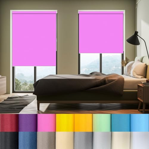 Verdunkelungsrollo Klemmfix 45 x 220 cm Fensterrollo Klemmrollo, Rollo für Fenster, Rollo Klemmrollo Sonnenchutz Sichtschutz und Sonnenchutz für innen Wandmontage, Rosa