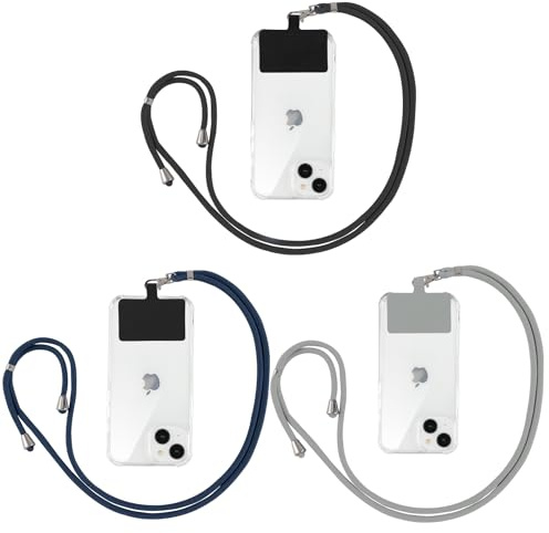 Yoedge 3 pièces Universelle Lanières de Téléphone en Bandoulière avec Patch, Réglable Amovible en Nylon Pendentifs Collier de Longe Porte-clés Cordon pour Plupart de Téléphones Intelligents - 01