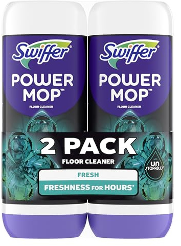 Swiffer PowerMop Floor Cleaning Solution with Unstopables Fresh Scent, PowerMop Refills, Floor Cleaner for Mopping, 25.3 fl oz, 2 Pack