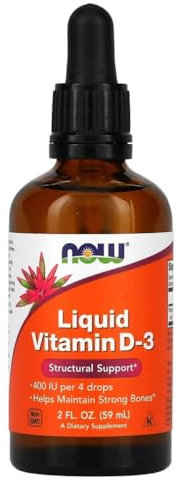 Now Foods - LIQUID VITAMIN D-3 | 59 ML | Vitamina D-3 Líquida | 400 UI - Soporte de Alta Dosis para el Sistema Inmunológico - 59 ml