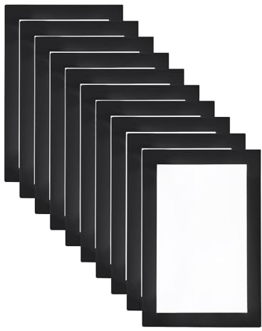 QUARKZMAN 10 Stück A6 Magnetrahmen, Info-Rahmen Selbstklebend Aufklappbarer Magnetrahmen mit Magnetverschluss, Bilderrahmen für Dokumente, Poster, Hinweise,Schwarz (18 x 12.5cm)