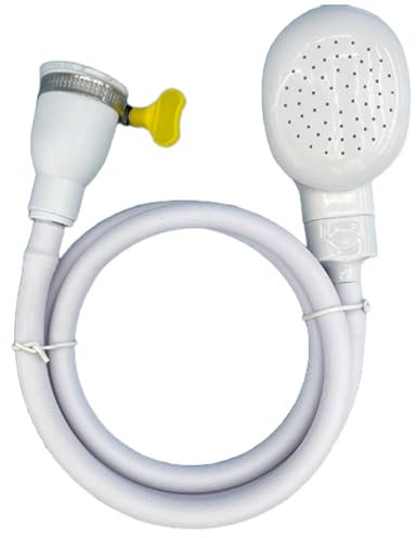 Buaak Accesorio de ducha para grifo de baño, manguera de ducha para grifos de baño, manguera de fregadero de ducha individual blanca de 1,3 m con abrazadera de ajuste, accesorio de ducha portátil para