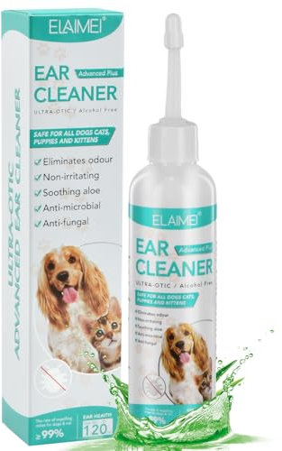Shengxi Hundeohrreiniger Beruhigende Ohrenreinigungslösung Ohrentropfen für Hunde Gegen Milben Vorbeugung von Gehörgangsentzündungen 120ml