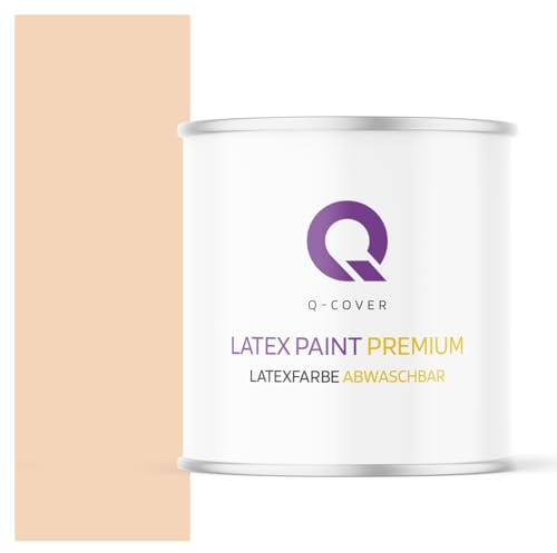 Q-COVER Latexfarbe Abwaschbar 2L (ca.14m2) Hell Pfirsich Farbton Innenfarbe Wandfarbe Deckenfarbe Klasse 2 Mattfarbe Für Allergiker Scheuerfest Geruchlos Frei Von Voc