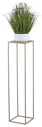 HowHomely Soporte para flores de metal beige de 100 cm de altura - Taburete para plantas sólido y robusto de metal - Soporte para plantas para la decoración en la sala de estar, dormitorio u oficina