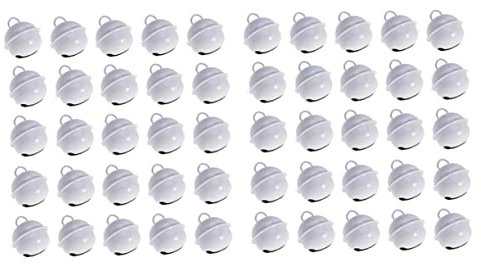 SEWOART Kleiner Metallglöckchen 50 Stück 22mm Weiß Runde Schmuckanhänger für Weihnachtsbasteleien und Wandbehänge Geeignet für Heim und Festtagsdeko