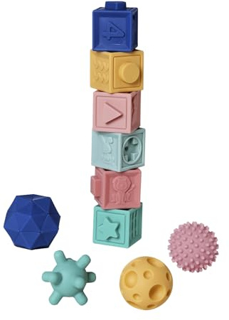 VERTBAUDET Baby-Spielzeug, sensorisches Set, 6 Würfel und 4 Bälle, mehrfarbig, TU