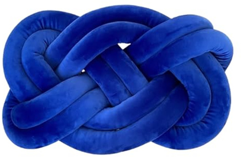 champracer Knotenkissen, Lammwolle, Knoten, Ballkissen, Knotenballkissen, handgefertigt, geknotet,Plüsch Kissen Ästhetische Zierkissen Kissen für Bett Sofa Couch Boden (Klein Blau,44x35 cm)