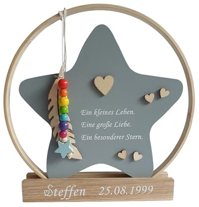 Generisch Deko für Sternenkinder | Holzstern für Sternenkind | Erinnerung an verstorbenes Kind | Andenken Fehlgeburt | liebevolles Erinnerungsstück