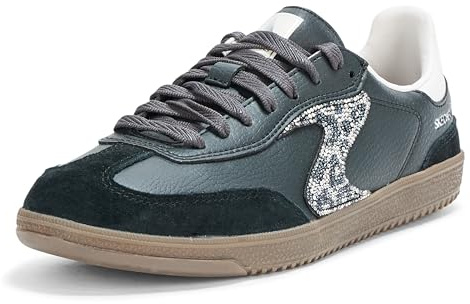 Skechers kvinnors Hotshot skimrande spotsSneaker, Svart Duralteather läder vit trim, 39 EU