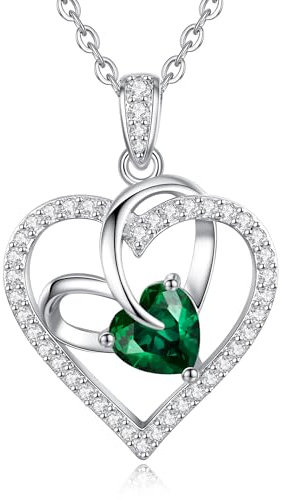 Herzkette Damen Ewigkeitsherz Halskette Rosegold Rhodinierung Halskette für Frauen Geburtsstein Herzanhänger Schmuck Geschenke für FrauenSie zum Muttertag Geburtstag Valentinstag Weihnachtsgeschenke