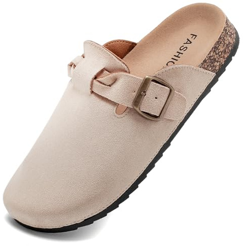 Otoepazm Zuecos y Mules para Hombre,Unisex Clog Pantuflas de Piel,Sandalias y Mulas de Piel con Corcho