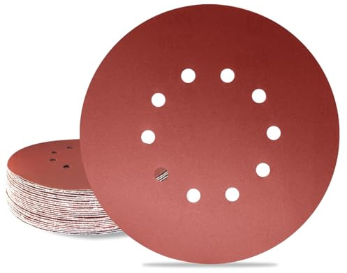 Meccion Disques de Abrasifs 225mm Papier Ponçage 25 Pièces 10 Trous Papier Abrasif pour Ponceuse Cloisons Sèches Ponceuse Girafe (Grain 320)