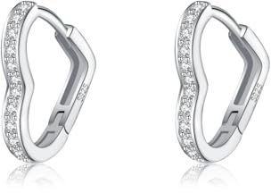 SLUYNZ 925 Sterling Silber CZ Herz Creolen Ohrringe für Damen Mädchen Liebe Herz Creolen Ohrringe