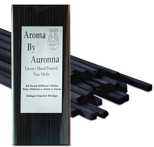 20 Black Fibre Reed Diffuser Sticks With Stylish Square Design - 25cm x 4mm - Thick Diffuser Reeds