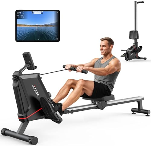 JOROTO Rudergerät für Zuhause, Leises Magnetisches Rudergerät Bluetooth Monitor, Max Belastung 160KG, Leicht Montierbares, Vertikale Lagerung, Platzsparend