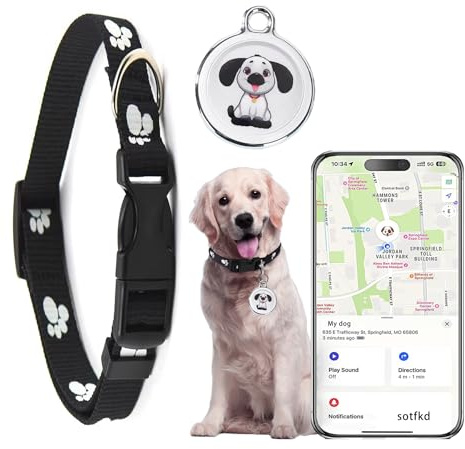 sotfkd Localizzatore GPS Airtag per cani e animali domestici, Android e iOS, universale, non richiede ricarica, senza canone mensile, impermeabile