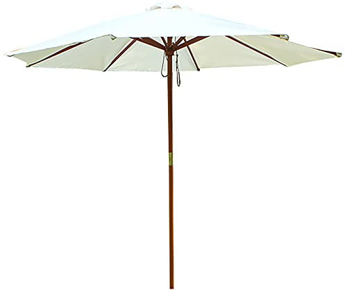 UQACHG Ombrellone da Giardino in Legno Massello Bianco, Ombrellone da Giardino Rotondo con Protezione Solare, per Giardino, Prato, Cortile, con 8 Robuste Stecche.