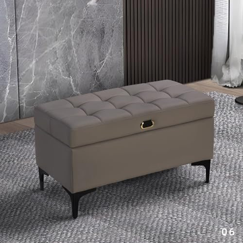 Generico Panca Contenitore in Pelle con Gambe in Acciaio, Baule Contenitore con Bottoni, Soluzione per riporre Le Scarpe, Elegante Panca per l'ingresso, Organizer per la fine del Letto, Versatile Arr