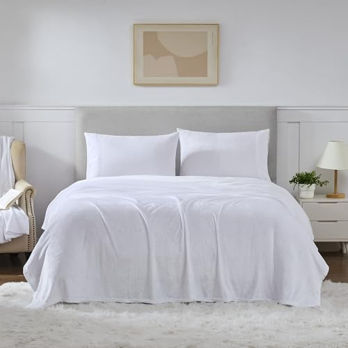 Fleece Sheets King Size – Deep Pocket Bedding Toasty Warm Microfleece Bed Sheets for Cold Weather Fall/Winter Comfort – Micro Fleece Fitted Sheet, Flat Sheet & Pillowcases