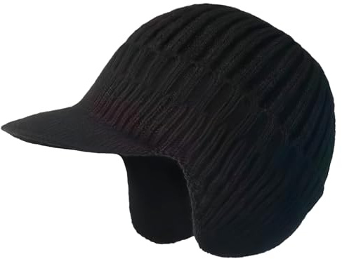 Jecdfs Berretto Invernale Unisex con Paraorecchie e Visiere, Cappello Caldo e Confortevole in Maglia con Fodera Interna in Pile per Uomini e Donne, Perfetto per attività Outdoor